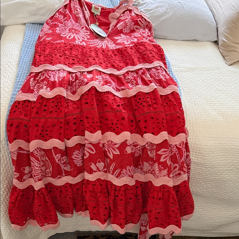 Farm Rio dress Flowerfull birds red mix maxi dress - Picture 3 of 8